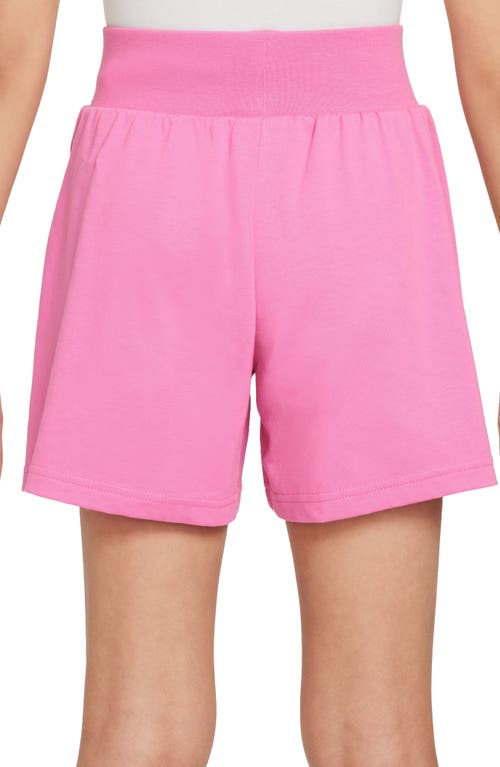 Shop Nike Kids' Cotton Jersey Shorts In Playful Pink/active Fuchsia