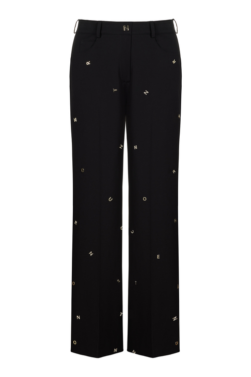 Nocturne Metallic Letter Detailed Pants in Black at Nordstrom