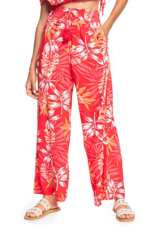 Roxy Slow Rhythm Palm Print Pants in Hibiscus Seaside Tropics V1