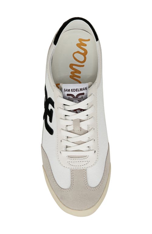 Sam Edelman Womens White Ivey Branded Leather And Suede Low-top Trainers In Greige/bright White/black