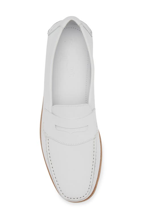 Shop Jm Weston Bateau Water Resistant Penny Loafer In White/cement