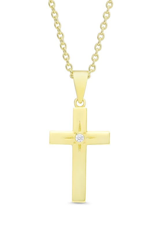 Shop Lily Nily Kids' Cubic Zirconia Cross Pendant Necklace In Gold
