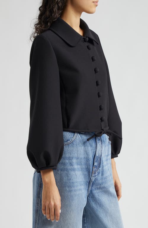 Emporio Armani Balloon Sleeve Knit Jacket In Solid Black