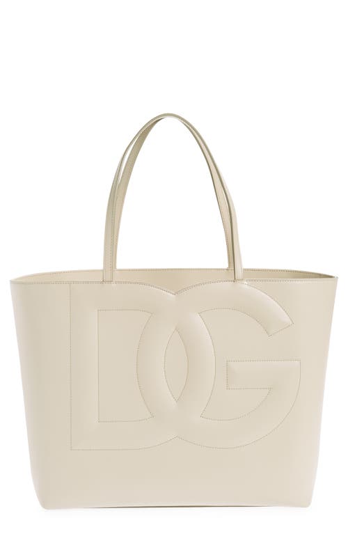 Dolce & Gabbana DG Logo Leather Tote in Ivory at Nordstrom