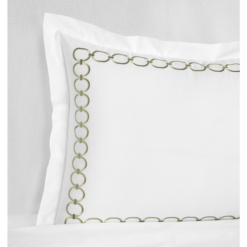 Sferra Catena Cotton Percale Euro Pillow Sham In White/ Willow