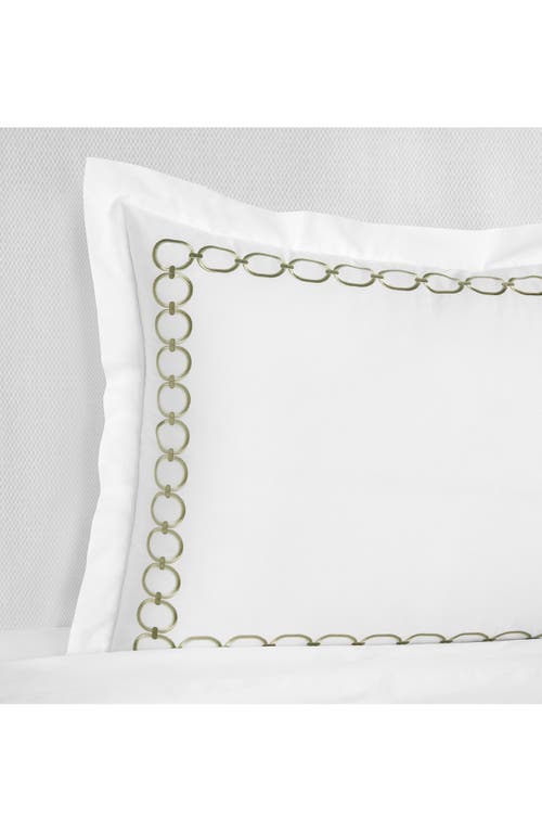 Shop Sferra Catena Cotton Percale Euro Pillow Sham In White/willow