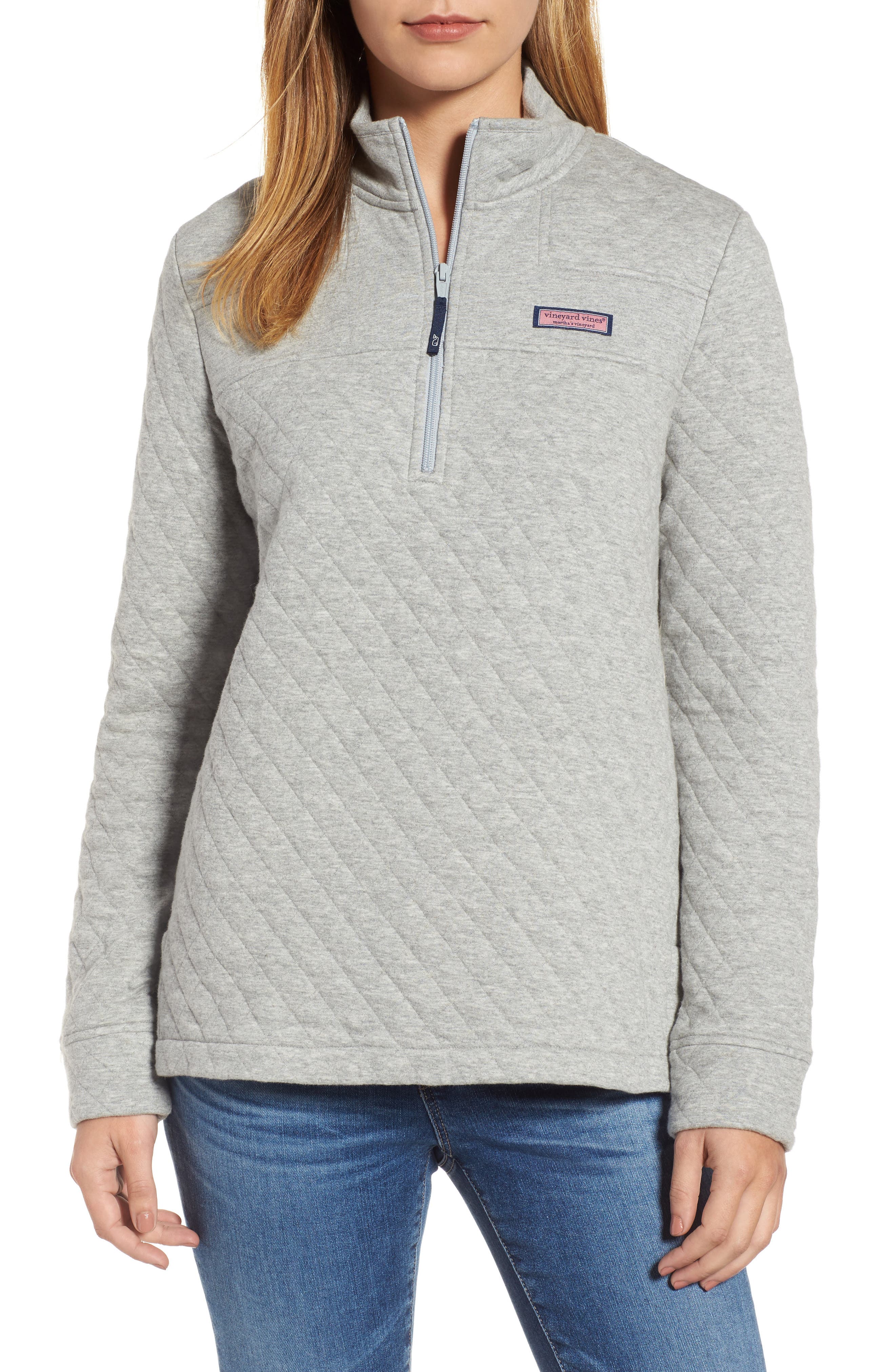 womens quilted quarter zip pullover