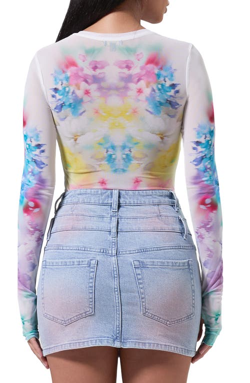 Shop Afrm Kaylee Print Mesh Top In Blur Blossom