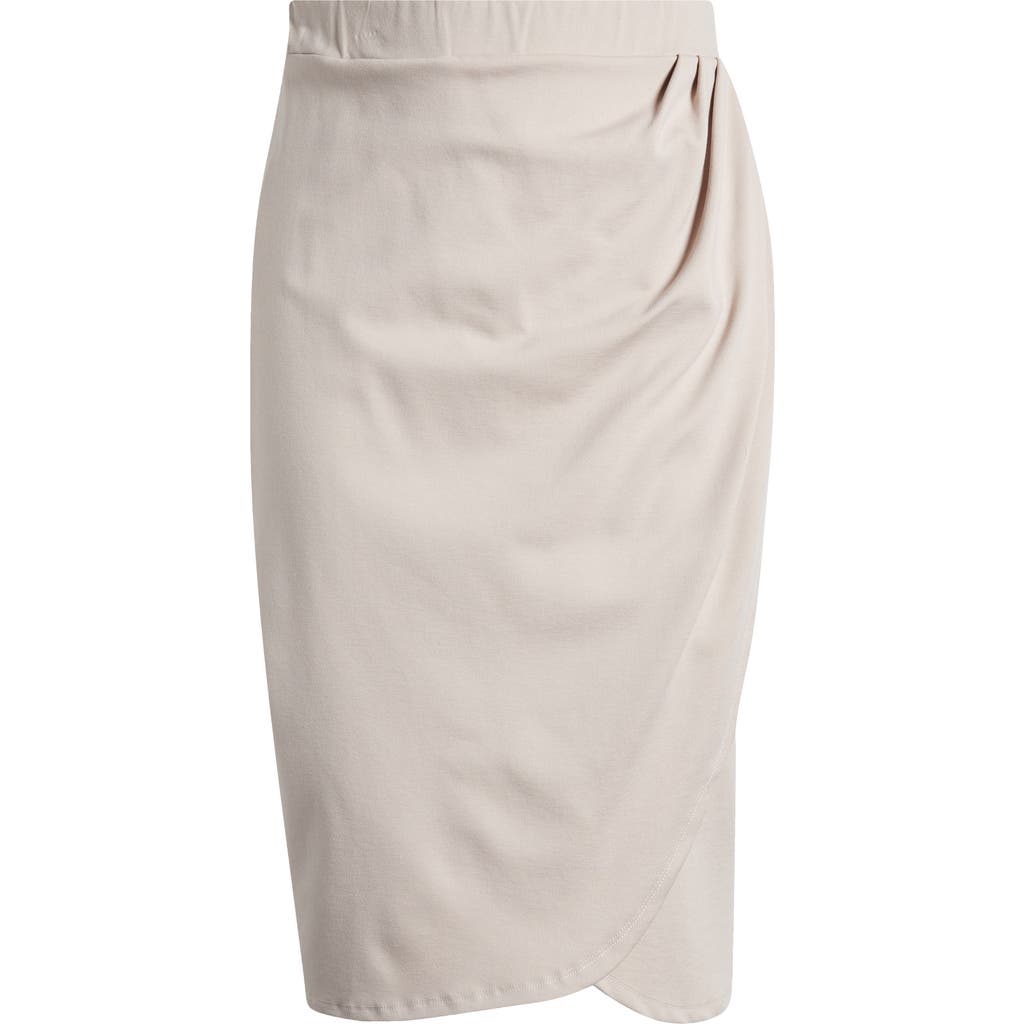 24seven Comfort Apparel Tulip Hem Wrap Skirt In Taupe