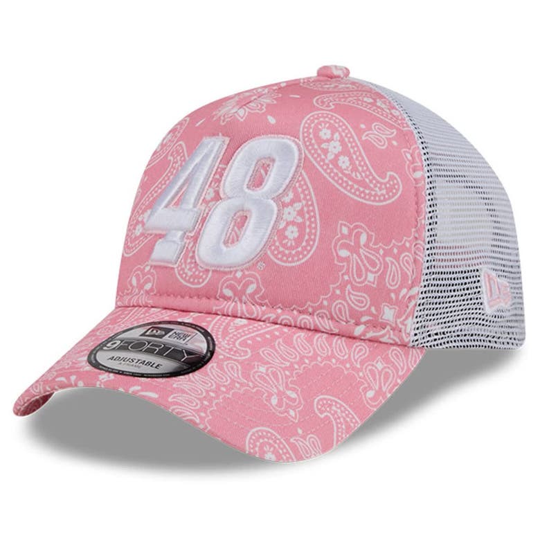 New Era Pink Alex Bowman 9forty A-frame Trucker Paisley Adjustable Hat