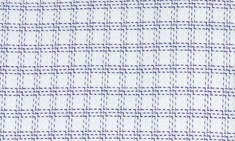 Shop Lorenzo Uomo Trim Fit Textured Windowpane Pattern Dress Shirt In White/ Blue