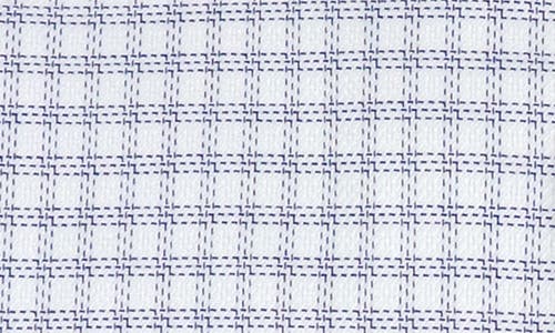 Shop Lorenzo Uomo Trim Fit Textured Windowpane Pattern Dress Shirt In White/blue