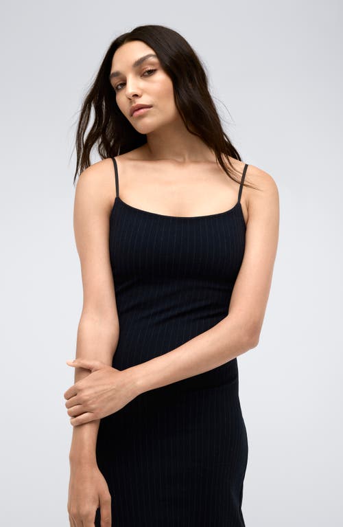 Kenneth Cole Stripe Midi Slipdress In Dark Navy/grey