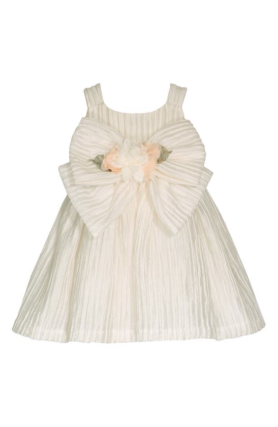 Shop Iris & Ivy Kids' Bow Plissé Dress In Ivory