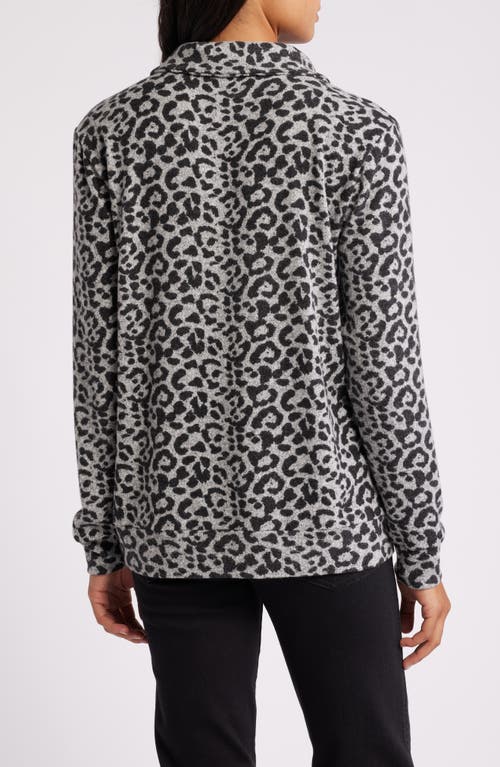 Loveappella Johnny Collar Pullover In Gray/black