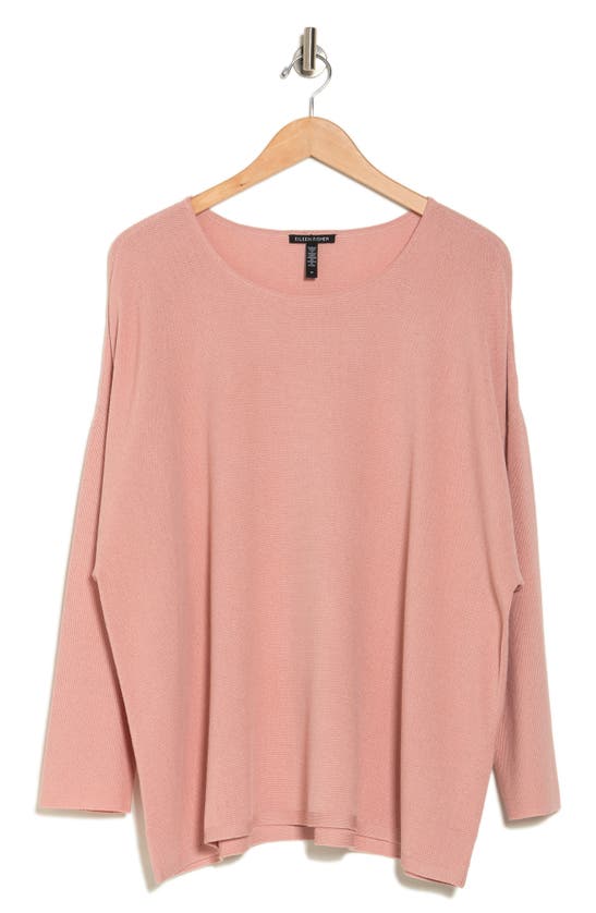 Eileen Fisher Boxy Long Sleeve Top In Pink