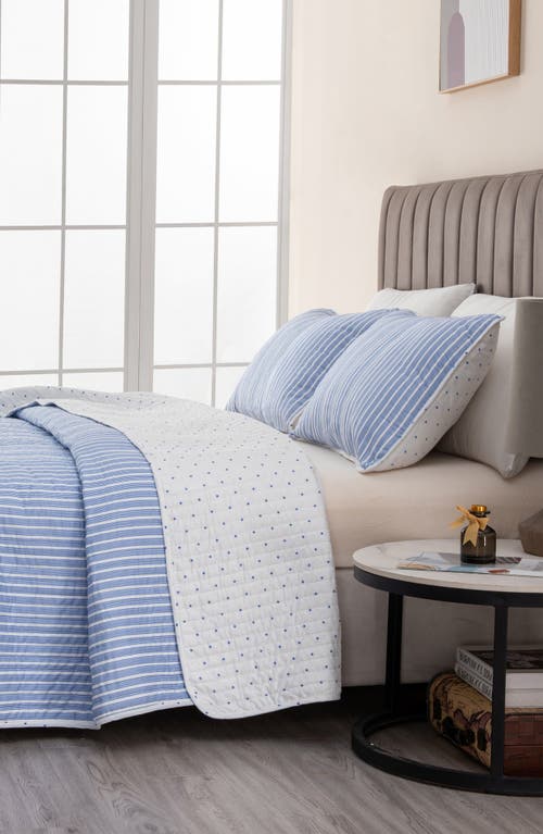 Woven & Weft Stripe Quilt & Sham Set In Blue