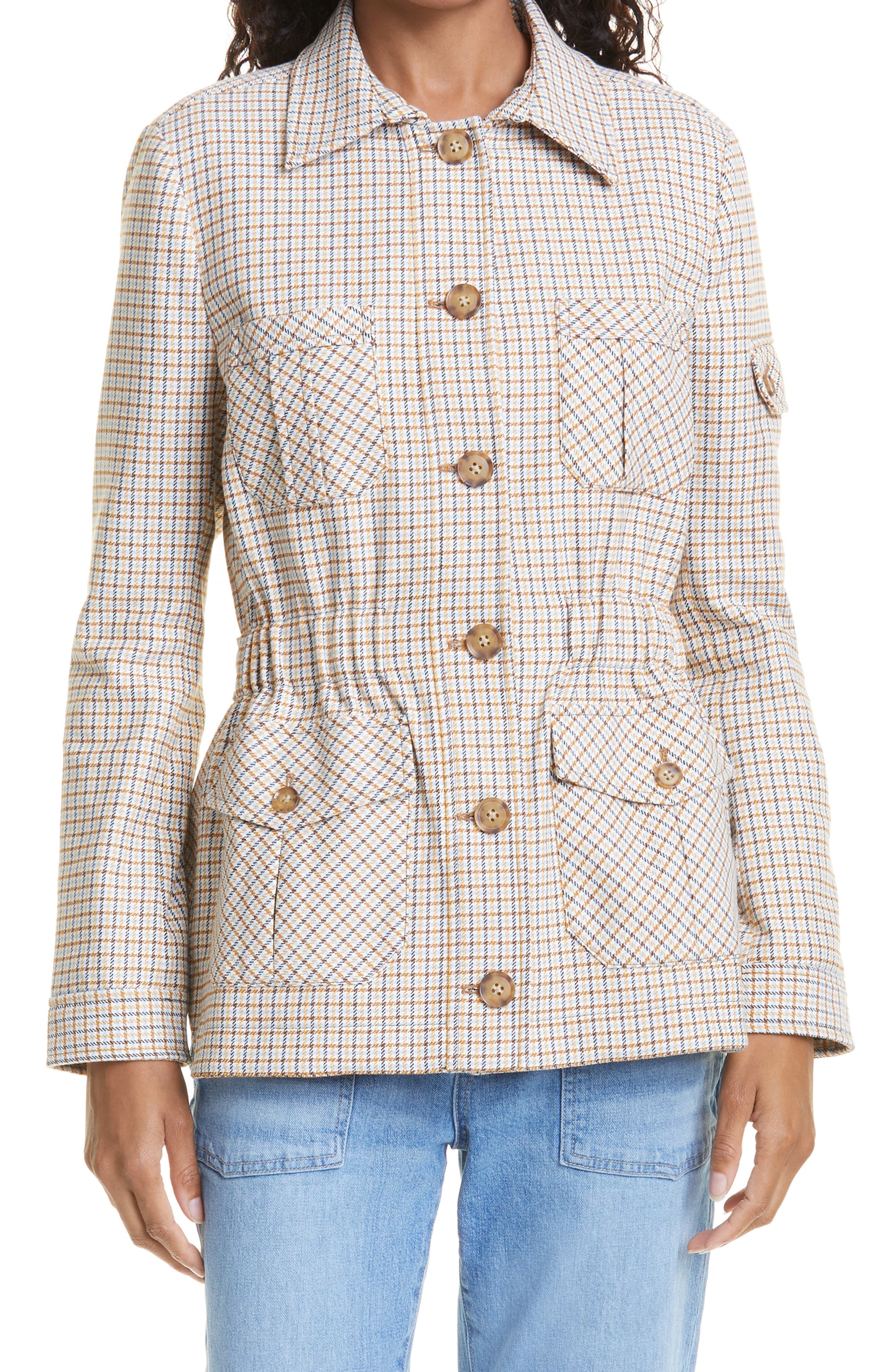 veronica beard checked blazer