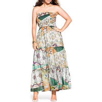 Plus Size City Chic Bilbao Strapless Maxi Dress, White