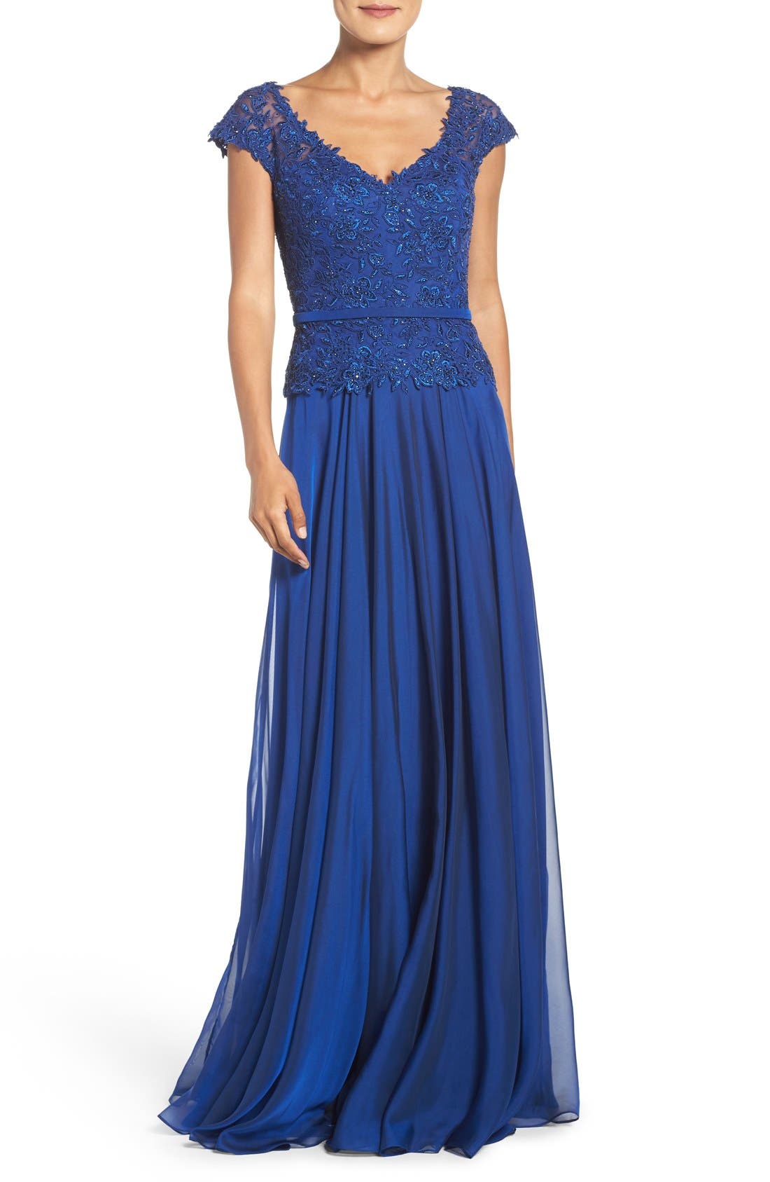 La Femme Embellished Lace & Chiffon Gown Nordstrom