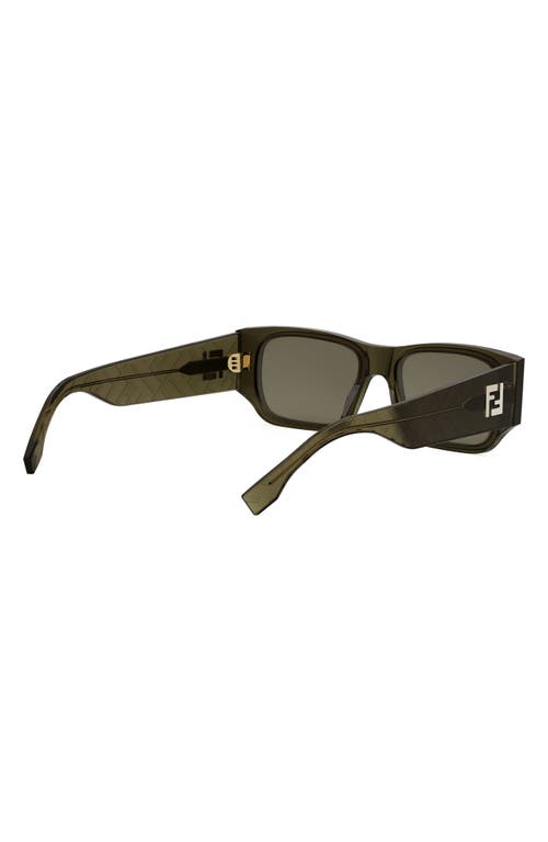 Shop Fendi Ff Squared 54mm Rectangular Sunglasses In Shiny Dark Green/green