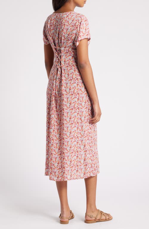 Shop Lucky Brand Print Button Front Midi Dress In Autumn Glaze Multi