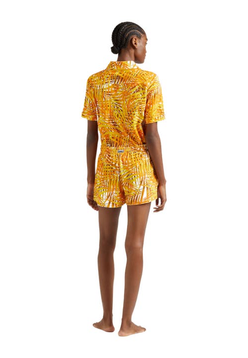 Vilebrequin Palm Leaves Printed Organic Terry Cotton Polo In Mangue