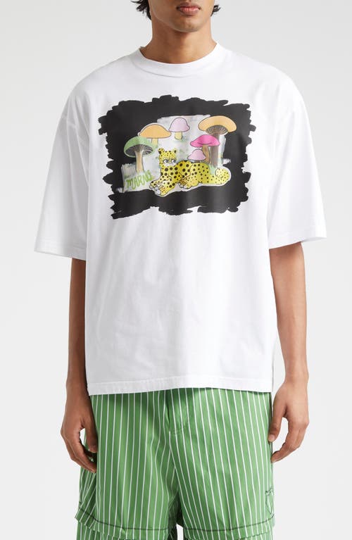 Shop Marni Wildcat Cotton Graphic T-shirt In Lily White