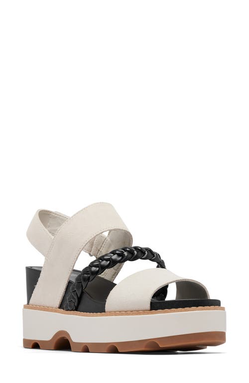 Shop Sorel Joanie Iv Slingback Platform Wedge Sandal In Chalk/black