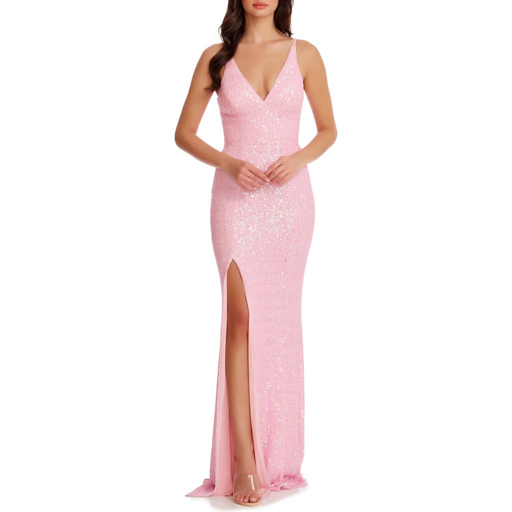 Dress The Population Iris Sequin Mermaid Gown In Pink