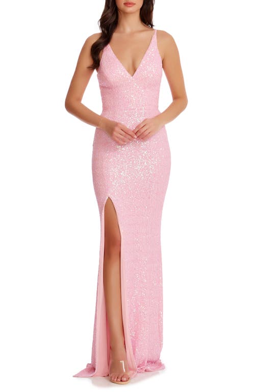 Shop Dress The Population Iris Sequin Mermaid Gown In Peony