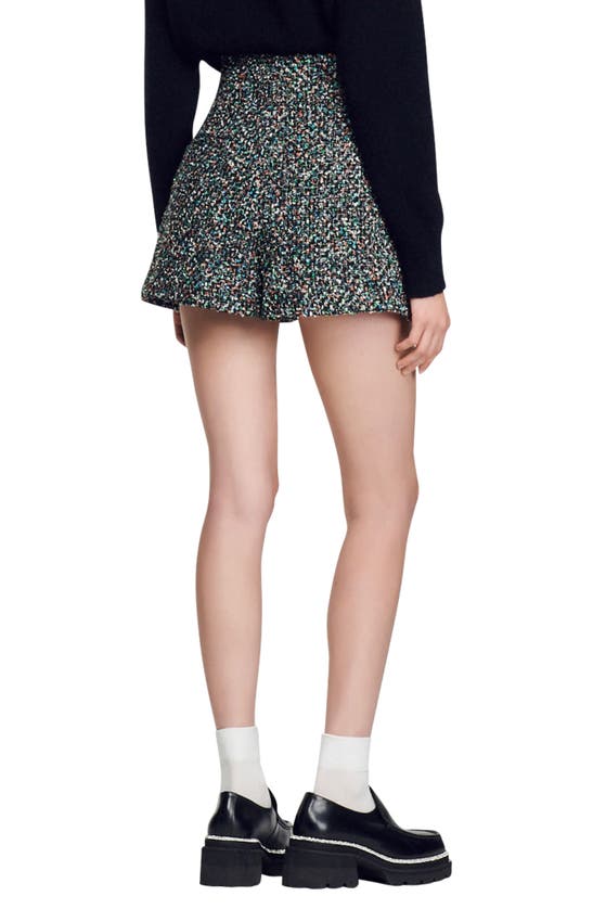 Sandro Space Wide-leg Tweed Woven Shorts In Multi-color
