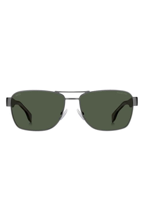 Hugo Boss Boss 60mm Polarized Rectangular Sunglasses In Green