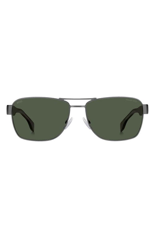 Hugo Boss Boss 60mm Polarized Rectangular Sunglasses In Havana/dark Ruthenium