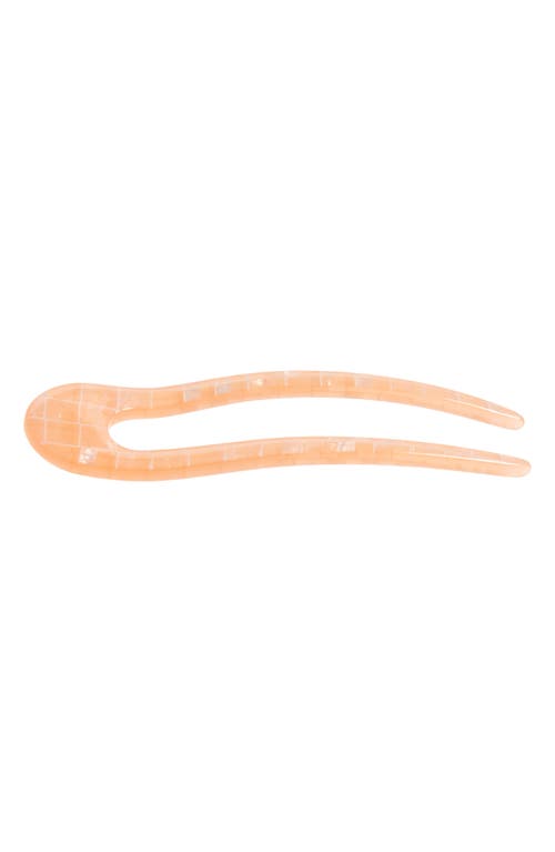 French Hair Pin in Apricot Shell Checker