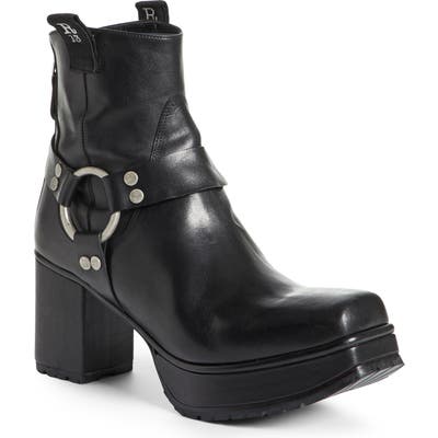 R13 Ankle Harness Platform Boot, Black