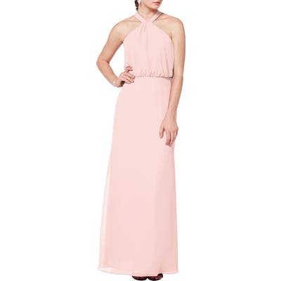 #levkoff Halter Neck Blouson Bodice Evening Dress, Pink