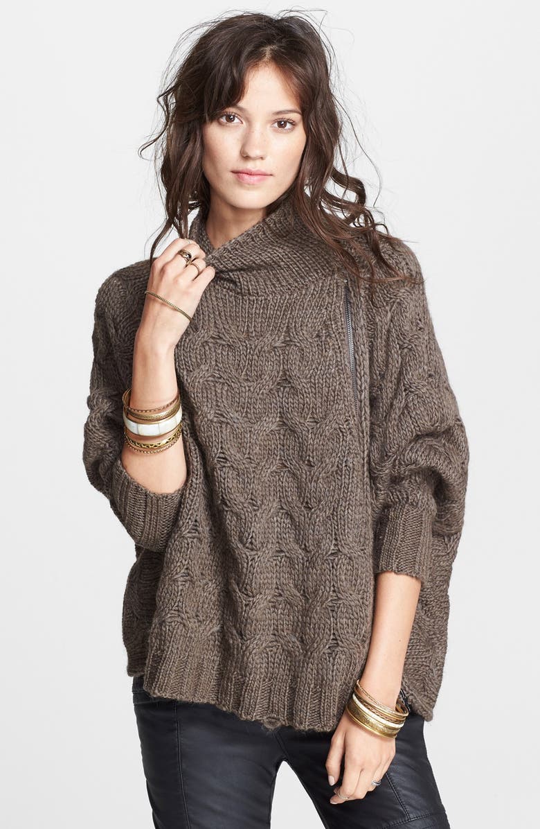 Free People Zip Front Cable Sweater | Nordstrom