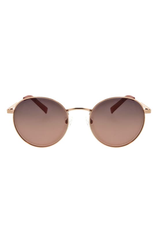 Shop Hurley Small Enamel Accented Round Sunglasses In Rose Gold