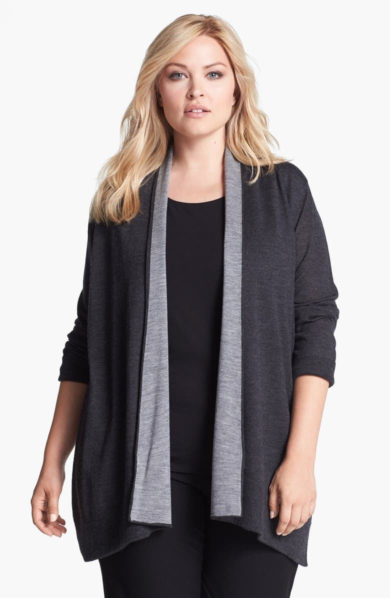 Eileen Fisher Cascade Front Wool Cardigan (Plus Size) | Nordstrom