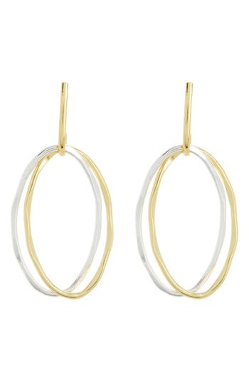 Shop Argento Vivo Sterling Silver Two-tone Frontal Hoop Earrings In Gold/sil