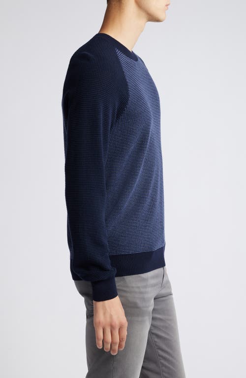 Shop Hugo Boss Boss H-dairon Crewneck Virgin Wool & Cotton Sweater In Dark Blue