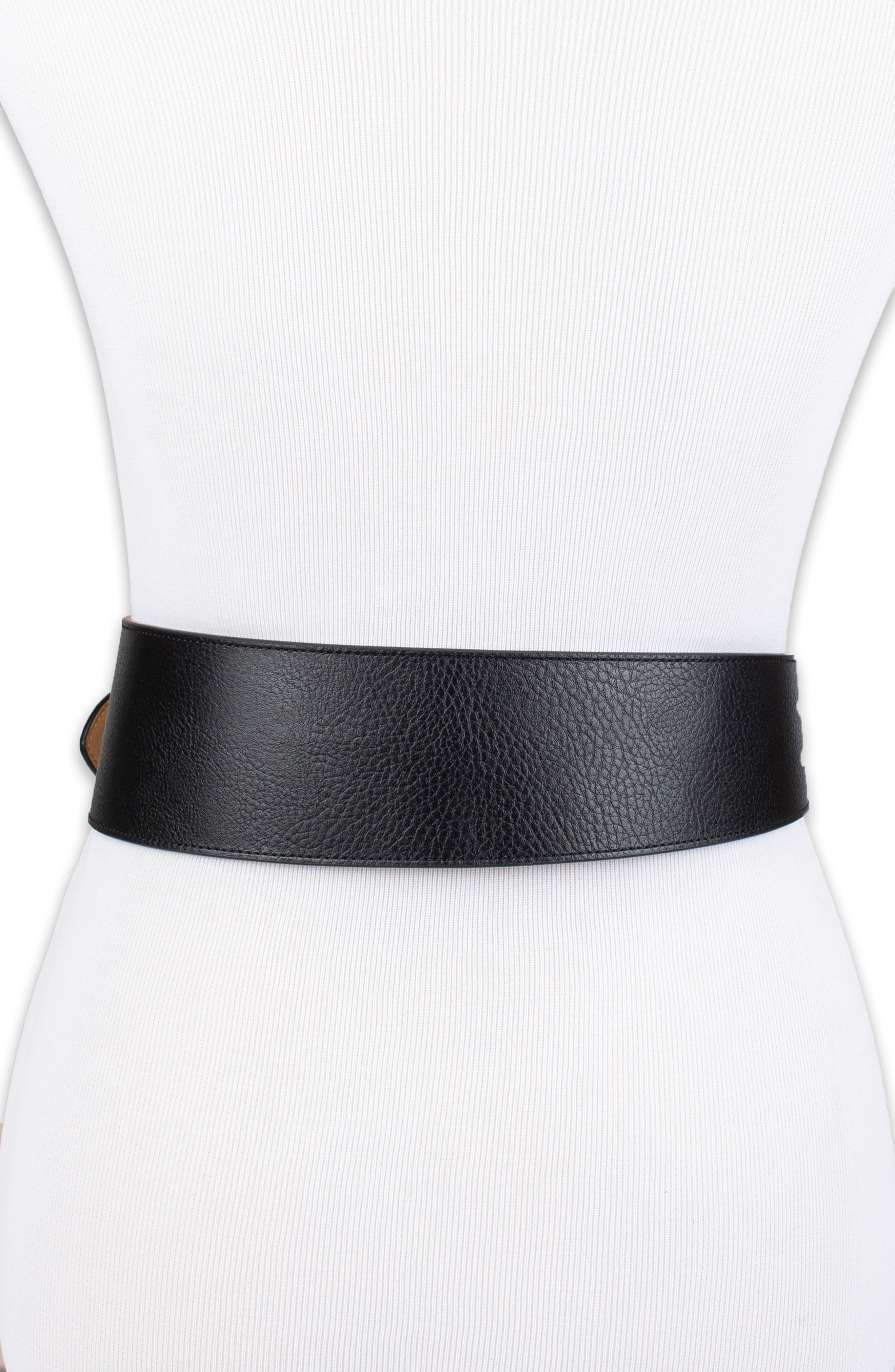 Sam Edelman Women's Double-E Logo Plaque Buckle Belt