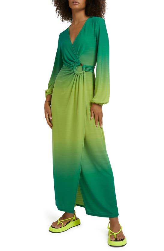 river island green dress River Island + Green Satin Batwing Smock Midi Dress