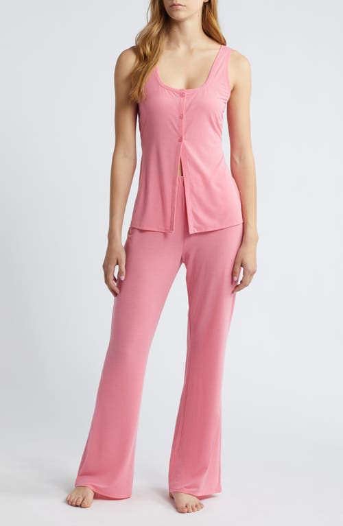 Sheer Rib Pajamas in Pink Ginger