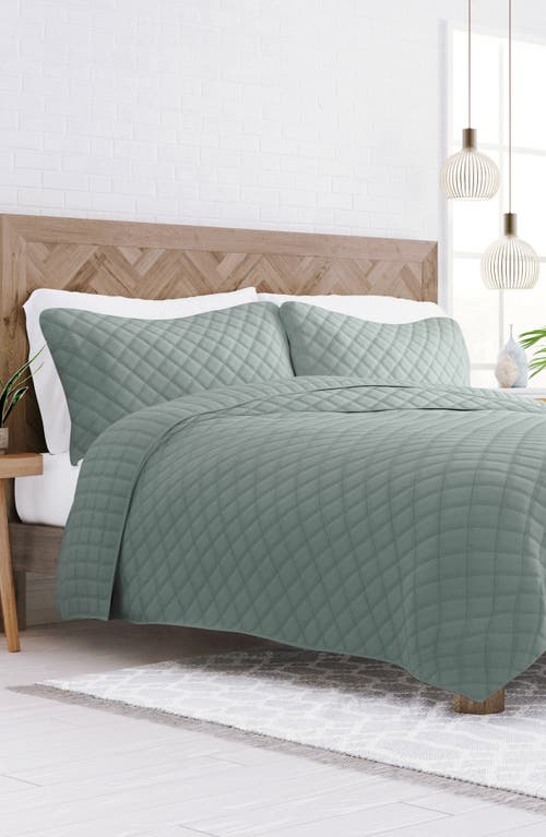 Shop Homespun 3-piece Diamond Stitch Quilt Set In Eucalyptus