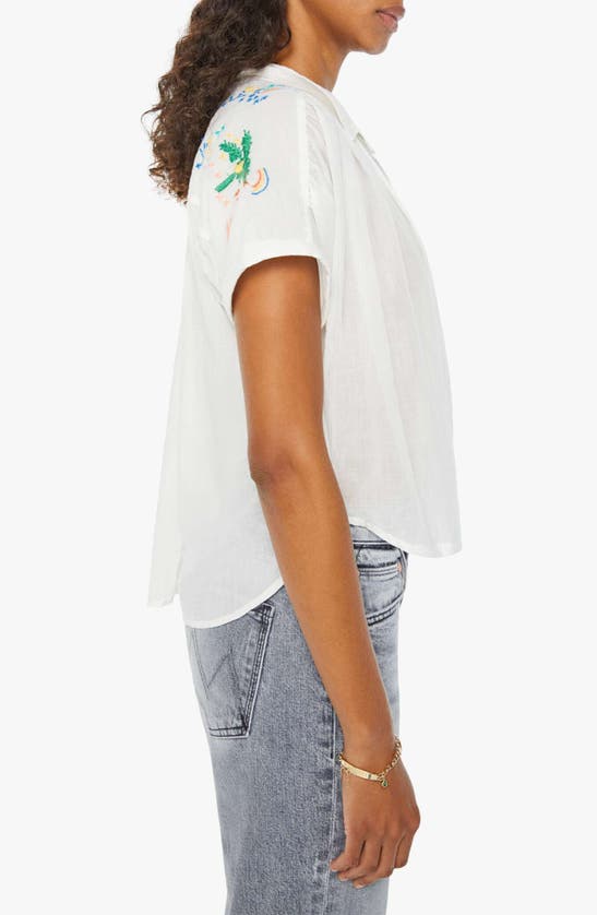 Shop Mother The Gather It Up Embroidered Button-front Top In Lime In The Coconut