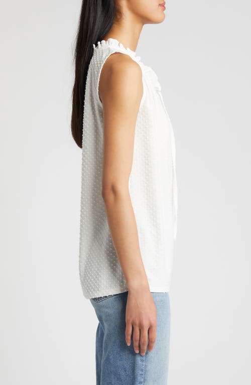 Loveappella Tie Neck Swiss Dot Sleeveless Knit Top In Ivory