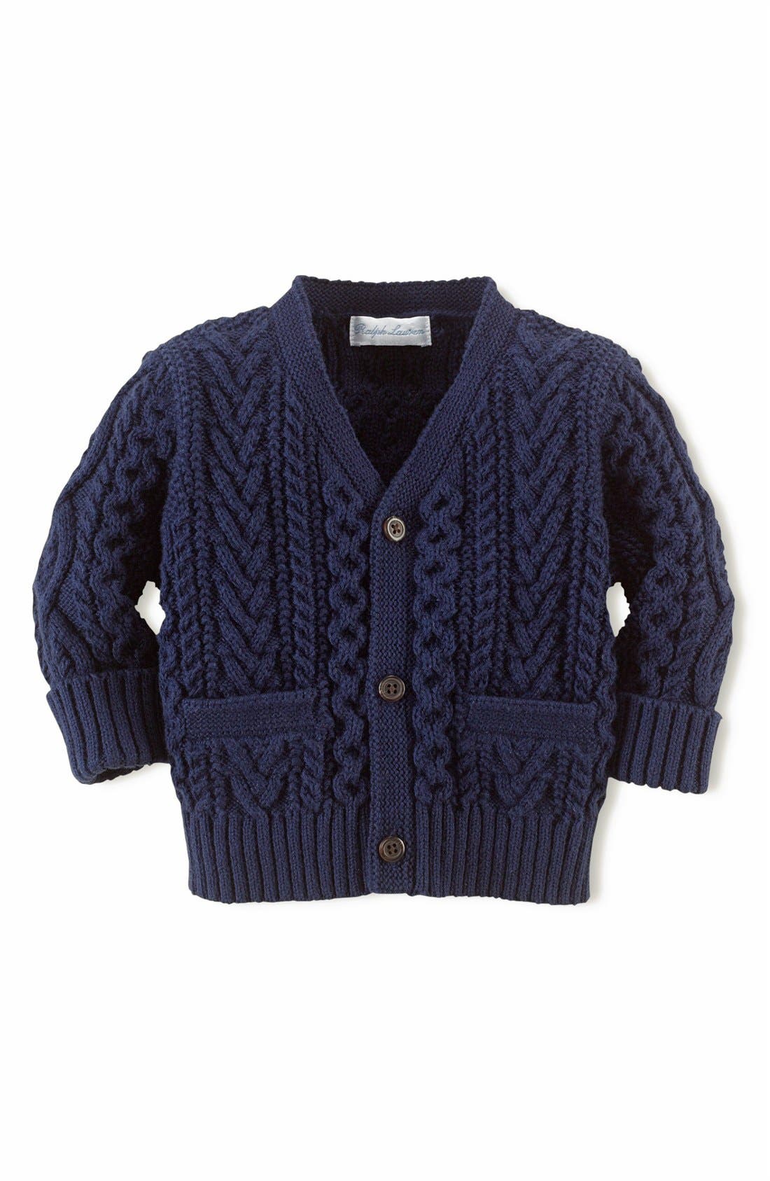 Ralph Lauren Combed Cotton VNeck Cardigan (Baby Boys) Nordstrom
