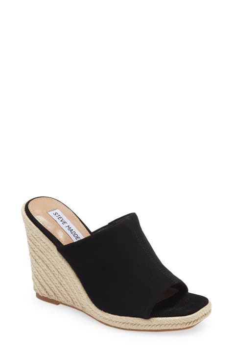 mid wedge sandals black